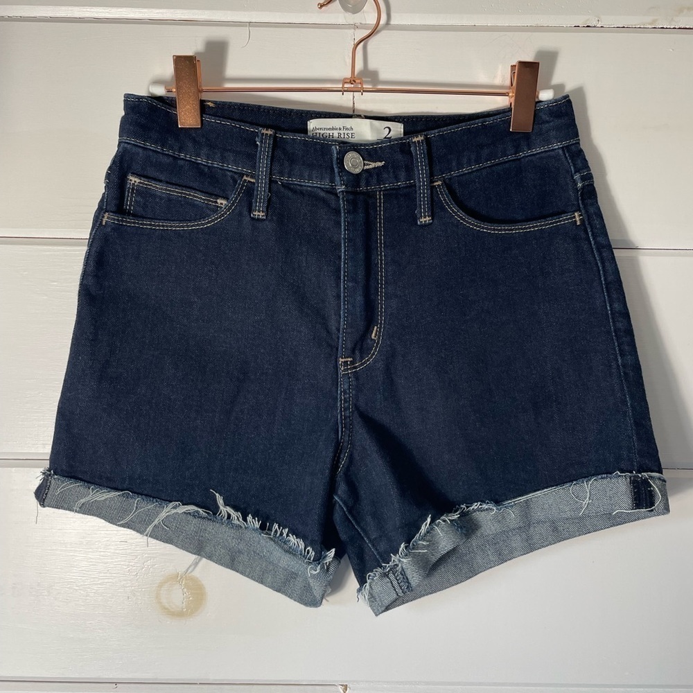 Abercrombie & Fitch Dark Wash High Rise Denim Short Size‎ 2